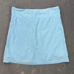 Movetes Women M Light Blue Athletic Skort Back Pocket Side Stripe Performance